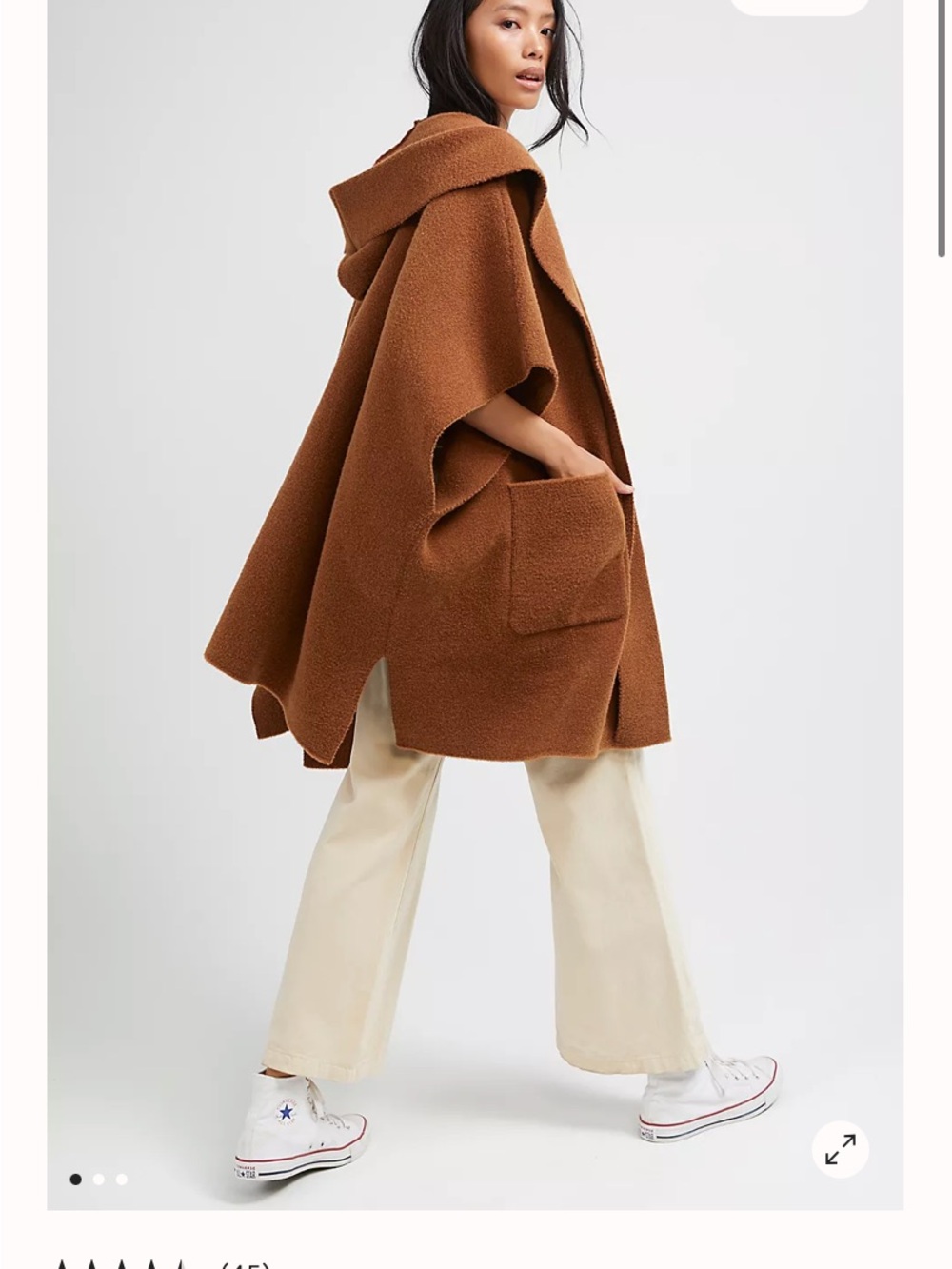 Free People Hooded Oversized Poncho in Chestnut Brown